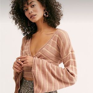 Free People Pink V-Neck Sweater